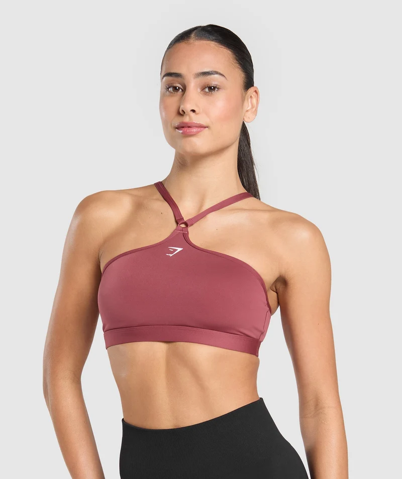 Gymshark Halter Neck Sports Bra - Washed Berry Pink