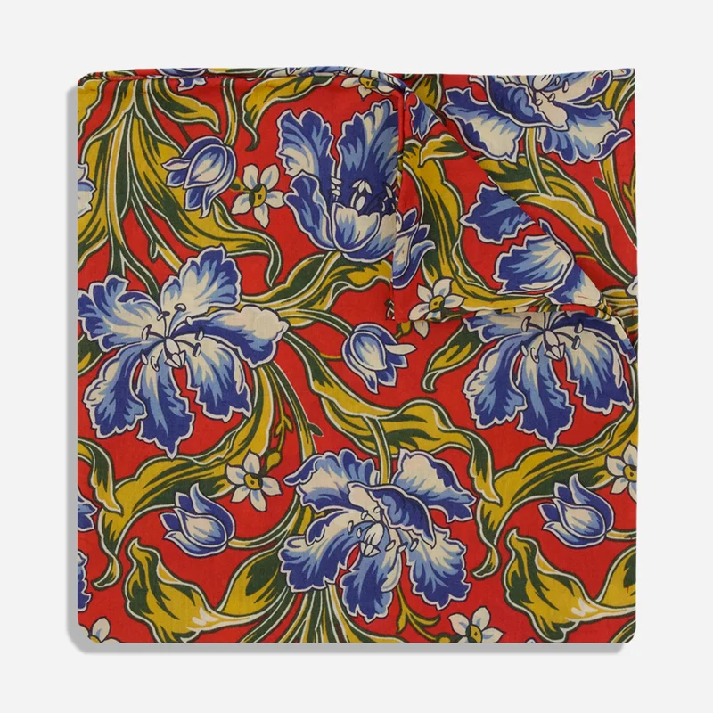 Archive Tulips Red Pocket Square