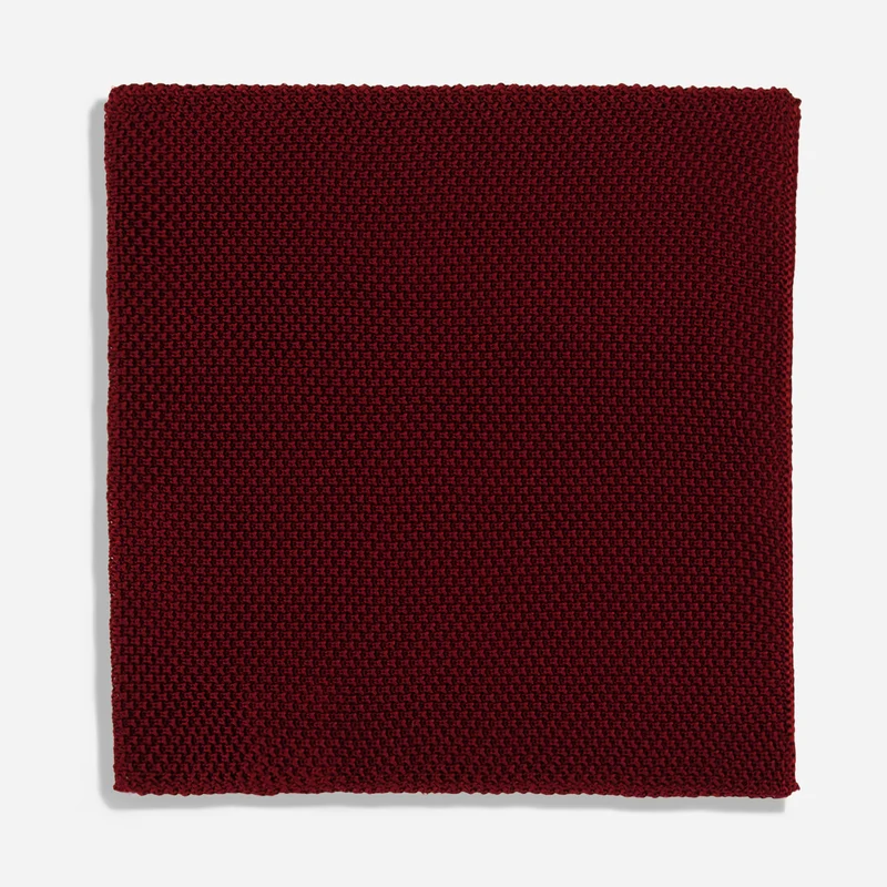 Solid Knit Burgundy Pocket Square