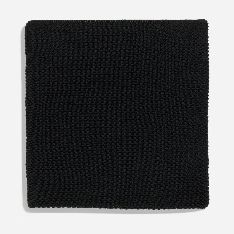 Solid Knit Black Pocket Square