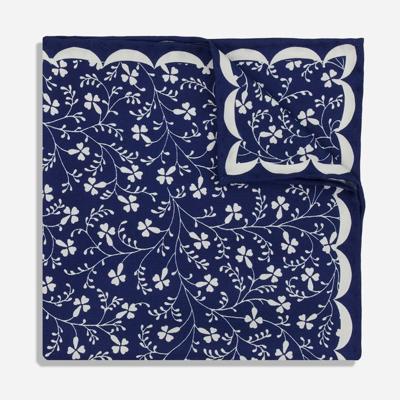 Laura Ashley x The Tie Bar Campion Floral Navy Pocket Square