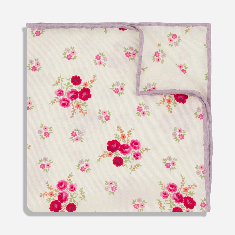 Laura Ashley x The Tie Bar Pensham Floral Ivory Pocket Square