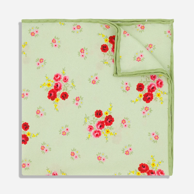 Laura Ashley x The Tie Bar Pensham Floral Avocado Pocket Square