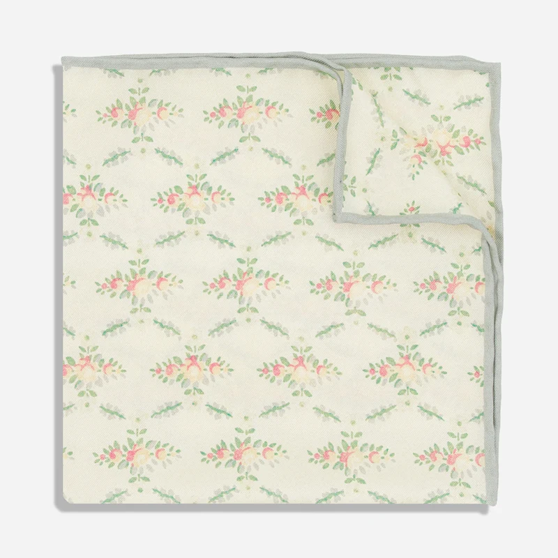 Laura Ashley x The Tie Bar Woodstone Floral Butter Yellow Pocket Square