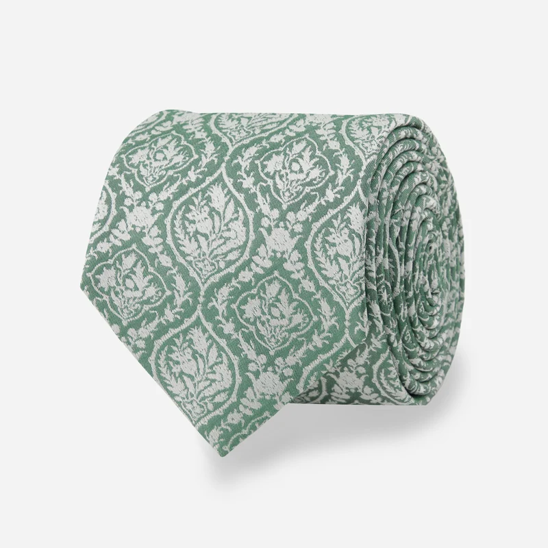 Laura Ashley x The Tie Bar Foscot Damask Juniper Tie