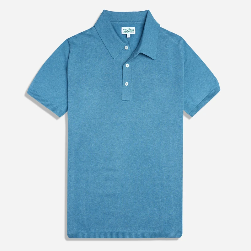 Cotton Slub Knit Ocean Polo