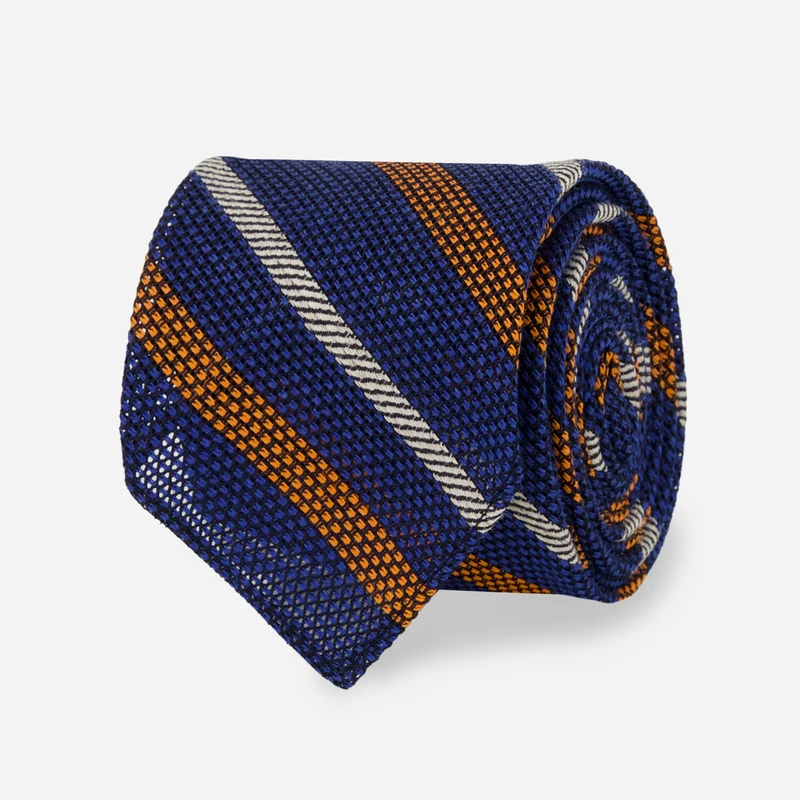 Ivy Stripe Grenadine Navy Tie