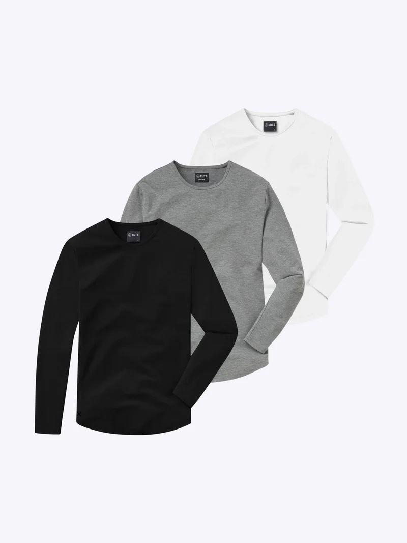 AO L/S Curve-Hem Tee 3-Pack