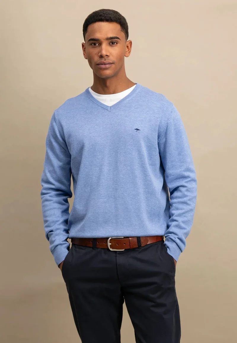 V-Neck, Superfine - 604 crystal blue