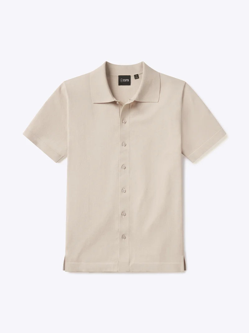 Riviera Knit Button Up | Sand Dune Signature-Fit