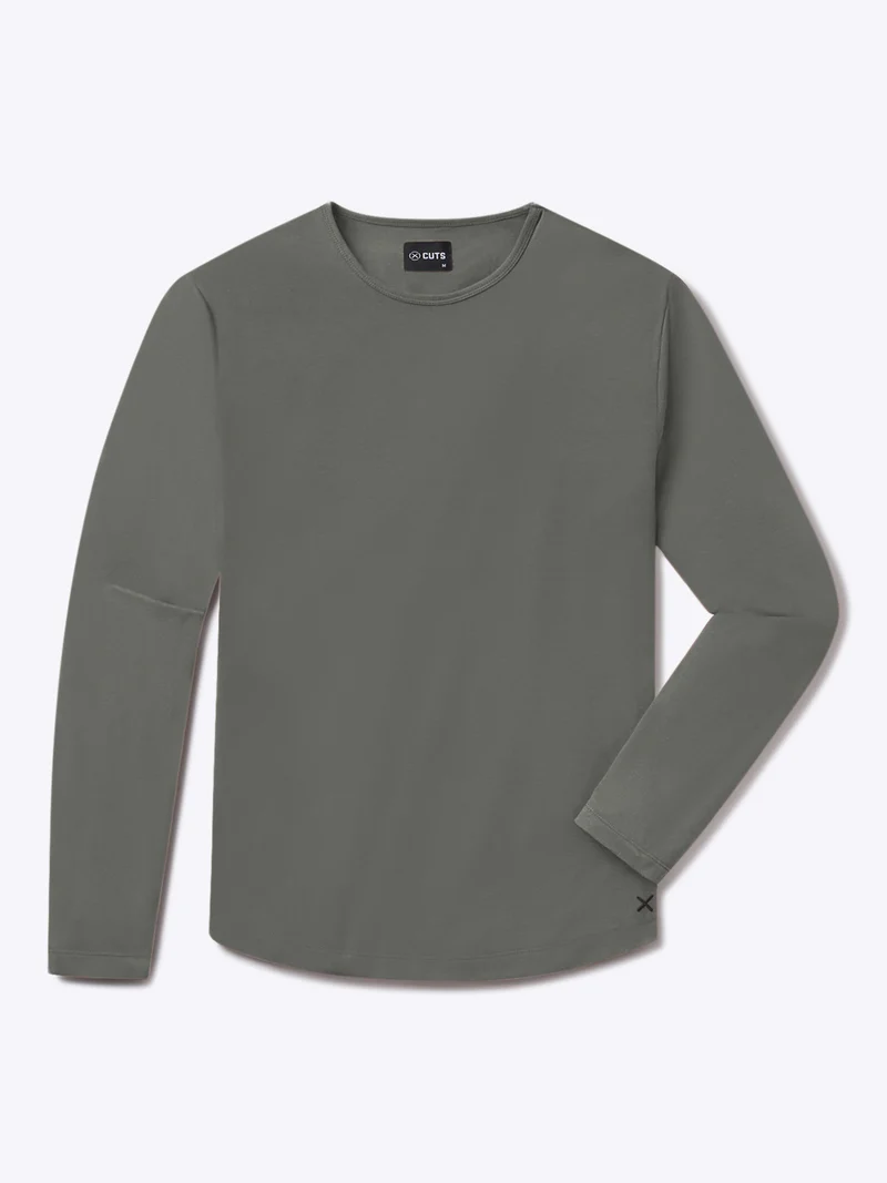 AO Long Sleeve Curve-Hem Tee | Castor Grey Signature-Fit PYCA Pro®