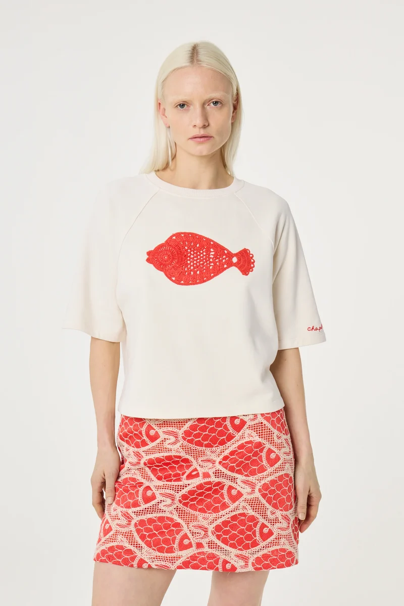 Nanda Sweater - Cosy White/Tangerine Tango