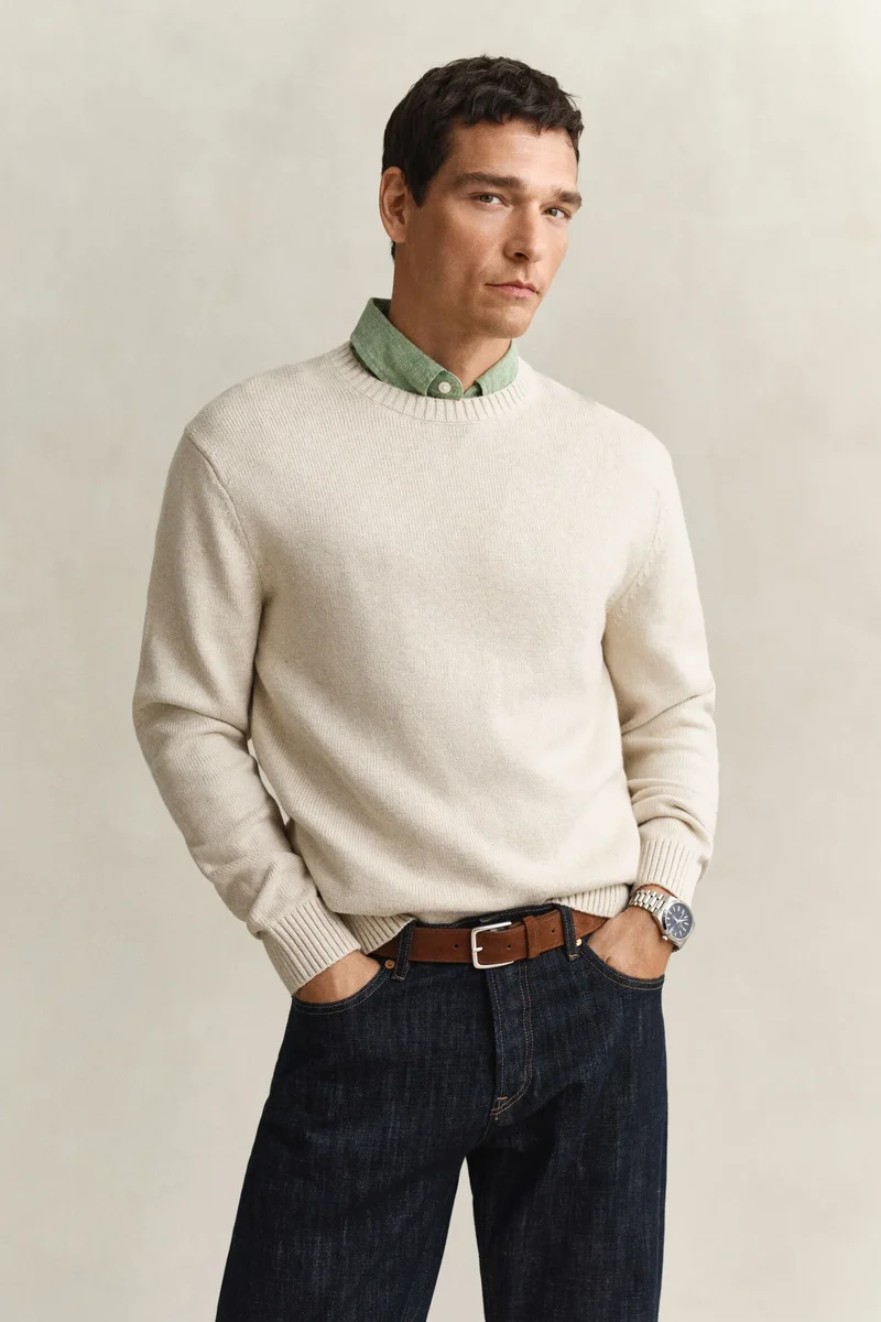 COTTON BLEND C-NECK - 299 SEED MELANGE