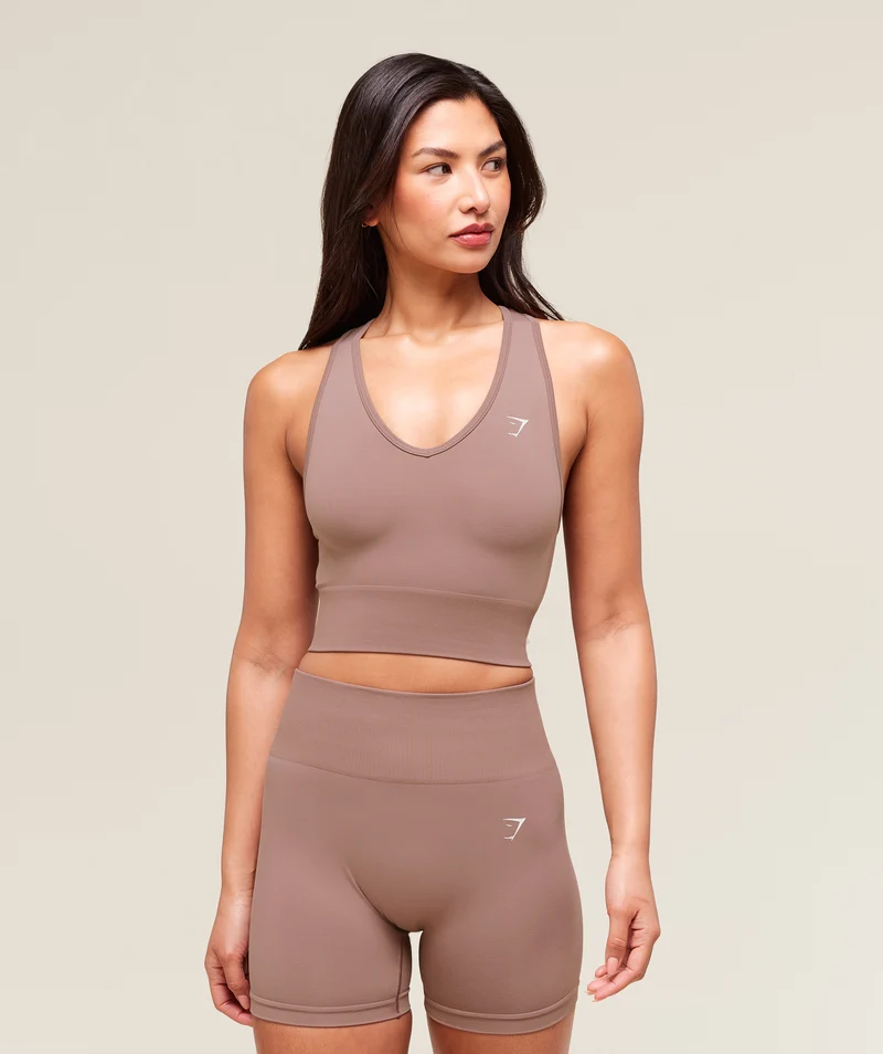 Gymshark Everyday Seamless Crop Tank - Chestnut Pink