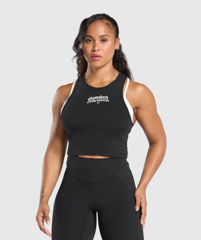 Gymshark Lifting Essentials Cropped Tank - Black
