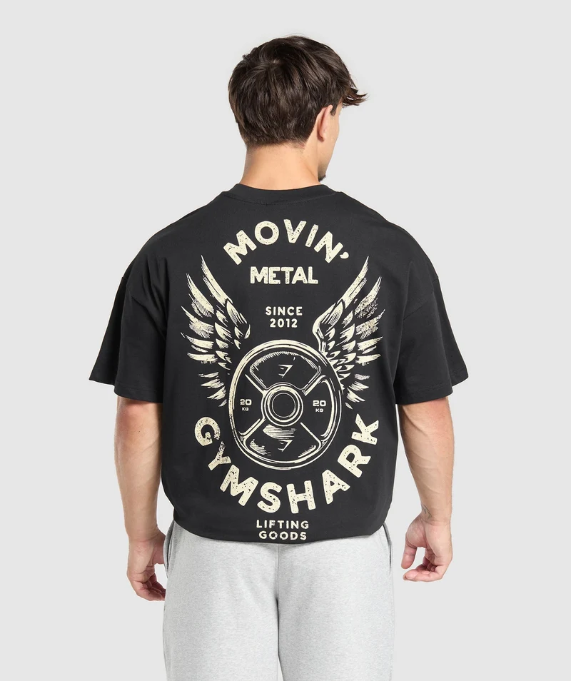 Gymshark Movin' Metal Graphic T-Shirt - Black