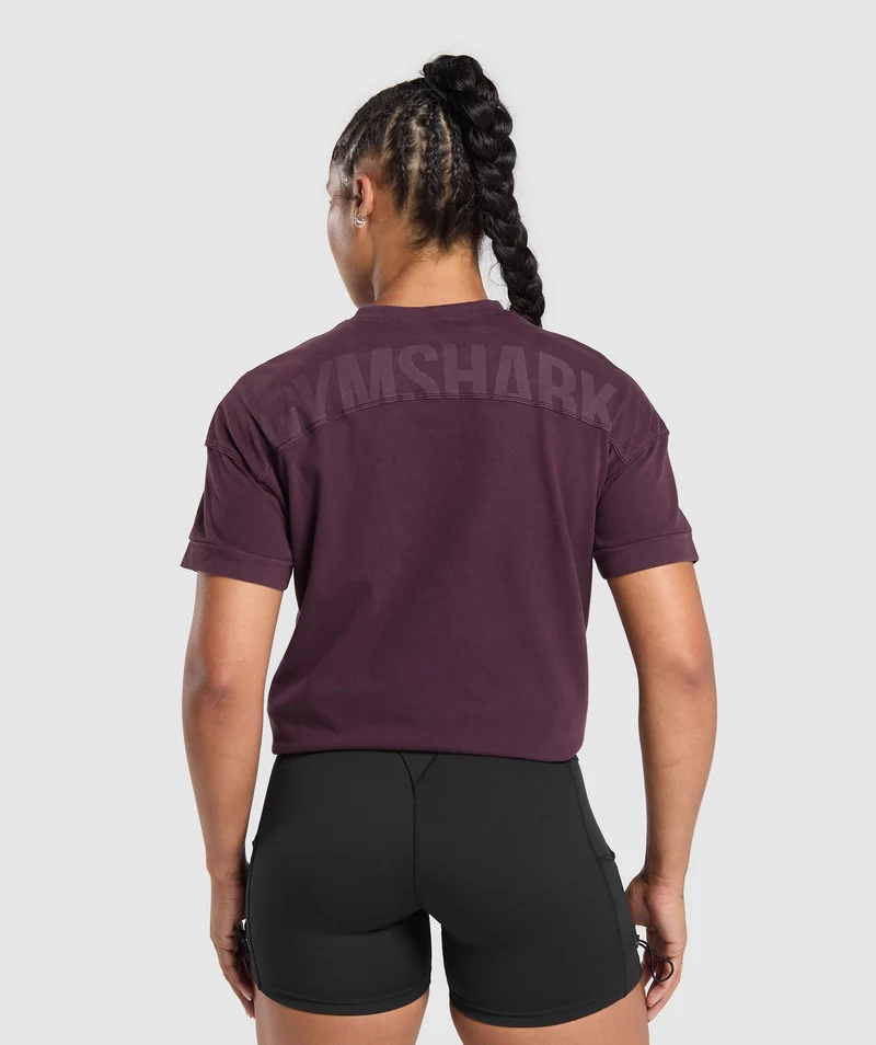 Gymshark Power T-Shirt - Depth Purple/Acid Wash Small Ball