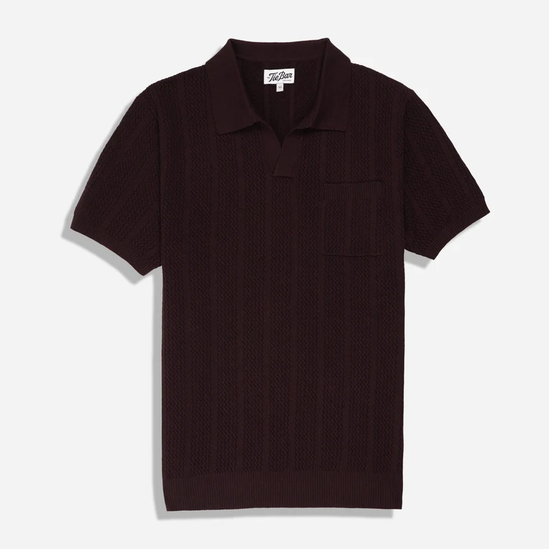 Textured Rib Burgundy Polo