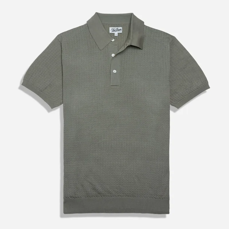 Textured Jersey Basil Polo