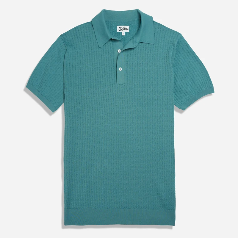 Textured Jersey Cerulean Polo