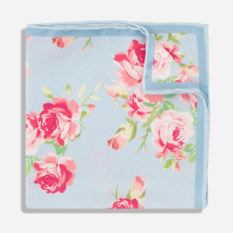 Winner's Circle Floral Light Blue Pocket Square
