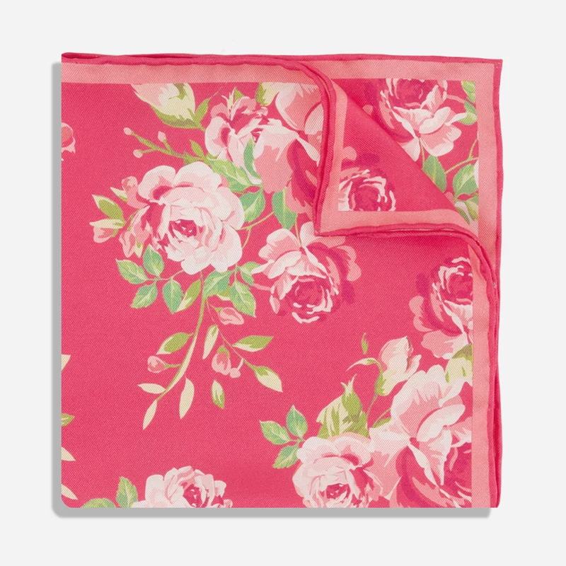 Winner's Circle Floral Hot Pink Pocket Square