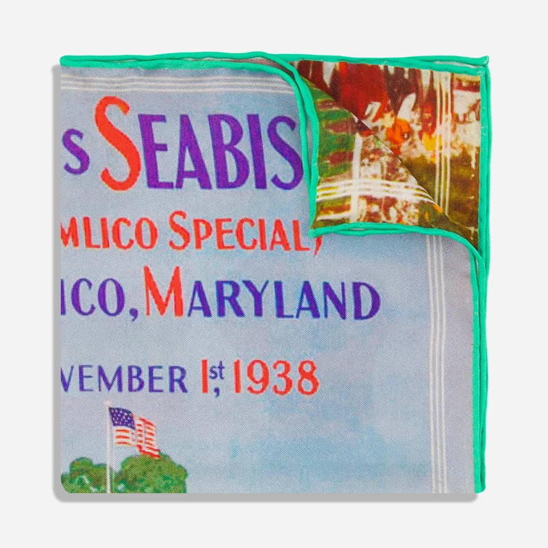 War Admiral vs. Seabiscuit Light Blue Pocket Square