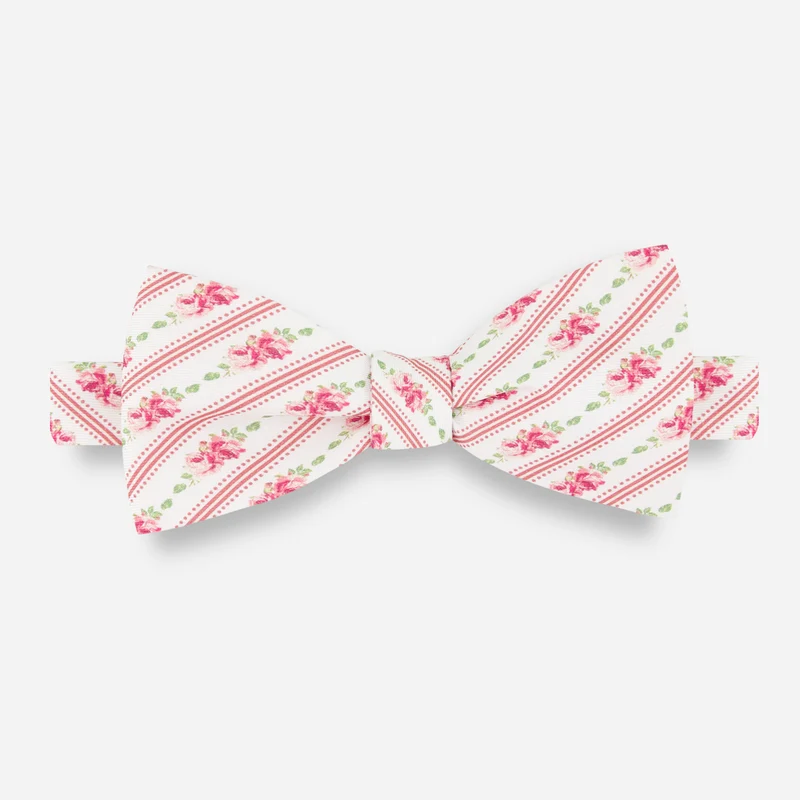 Winner's Circle Floral Stripe Rose Bow Tie