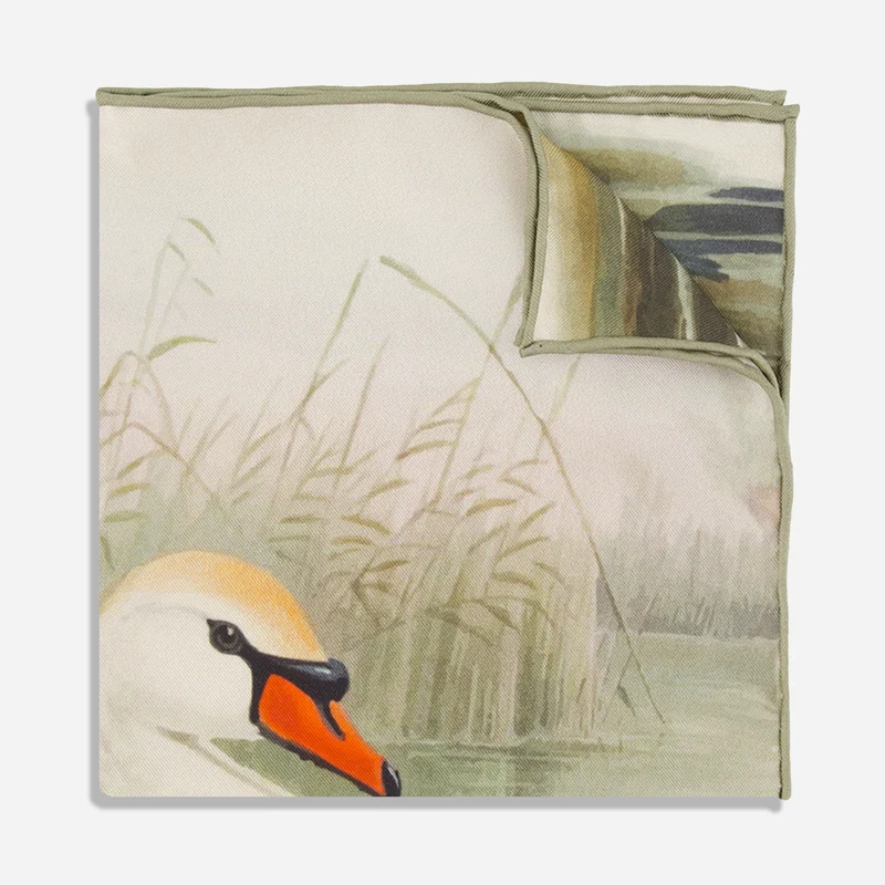 Mother Swan Ivory Pocket Square