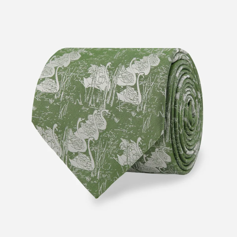 Swan Marsh Grass Green Tie
