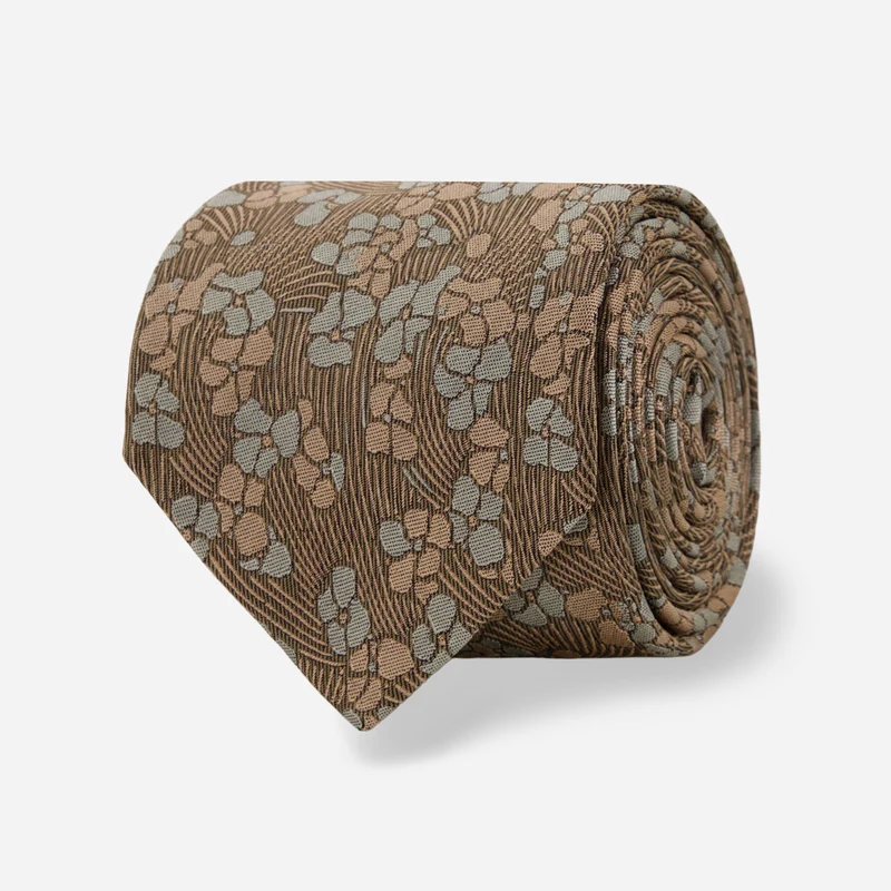 Leaf Mosaic Coral Peach Tie