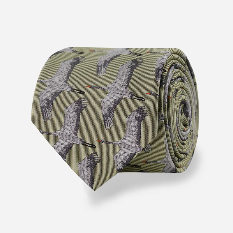 Cranes Flight Dusty Olive Tie