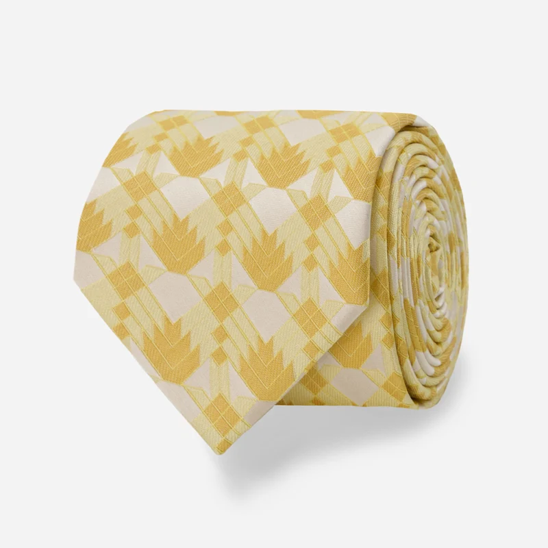 Geometric Floral Butter Yellow Tie