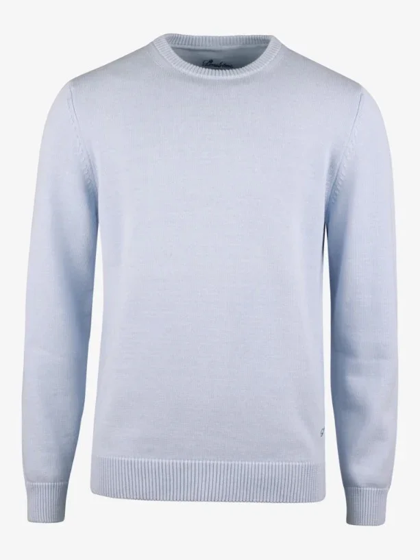 Sweater Knitted Crew Neck Organic Cotton - 110 Light blue