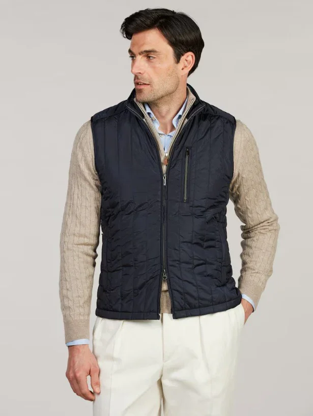 Vest Quilted Zip Nylon - 190 Navy