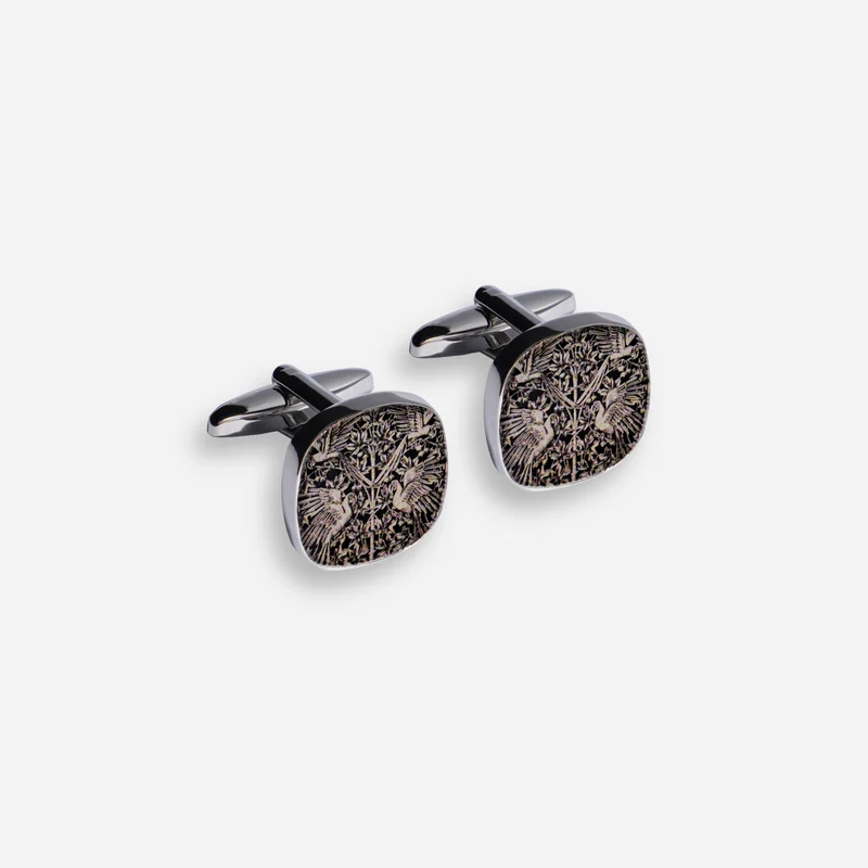 Nymphaea Navy Silver Cufflinks