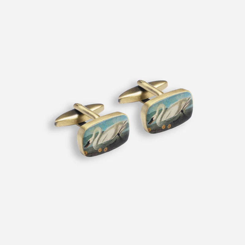 Mother Swan Antique Brass Cufflinks