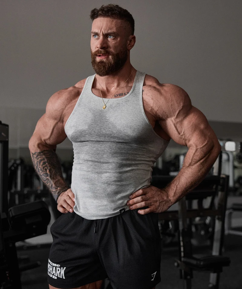 Gymshark Ribbed Tank 1PK - Stone Grey Marl