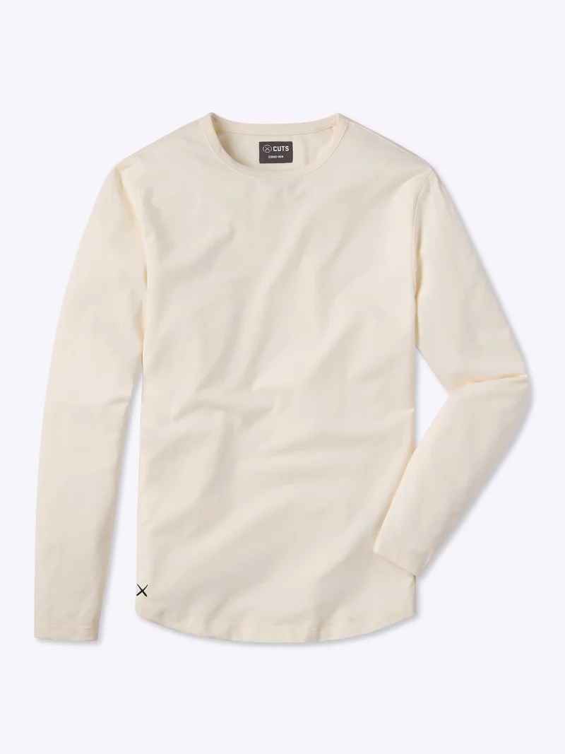 AO Long Sleeve Curve-Hem Tee | Ivory Signature-fit PYCA Pro®