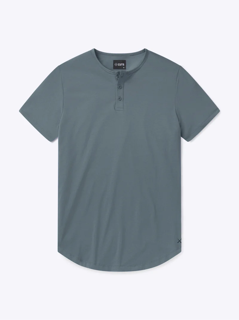 AO Henley Curve-Hem | Ocean Storm Signature-fit PYCA Pro®