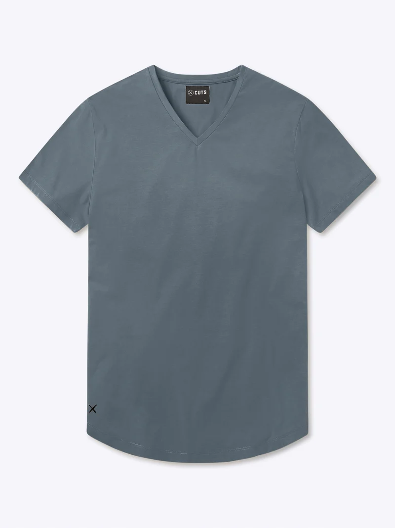 AO V-Neck Curve-Hem Tee | Ocean Storm Signature-fit PYCA Pro®