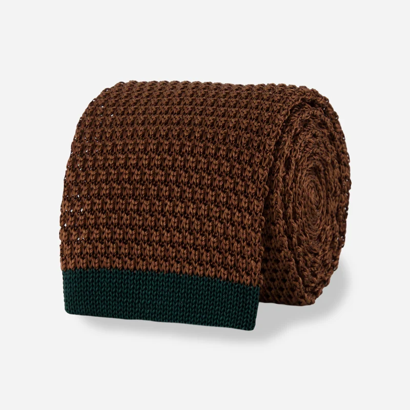 Tipped Knit Chocolate Brown Tie