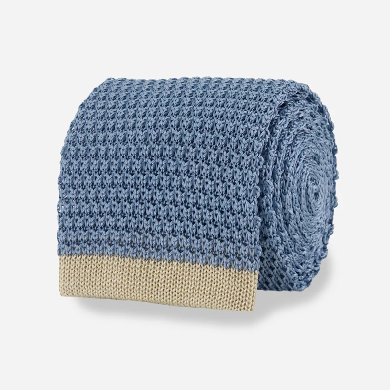Tipped Knit Glacier Blue Tie