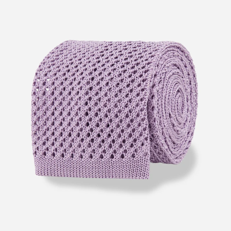 Open Weave Knit Frosted Lilac Tie