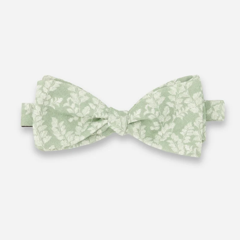 Laura Ashley x The Tie Bar Waxham Leaves Sage Green Bow Tie