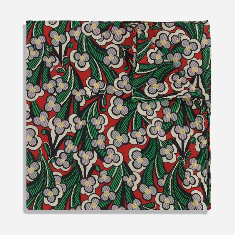 Laith Floral Red Pocket Square