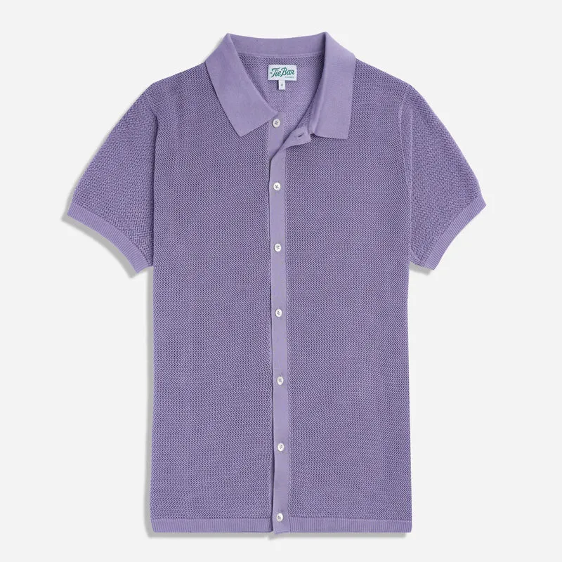 Textured Full Placket Lilac Polo