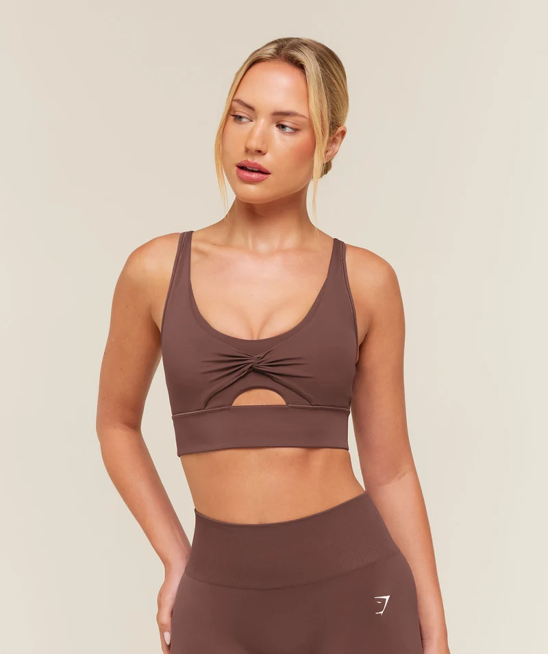 Gymshark Twist Front Sports Bra - Espresso Brown