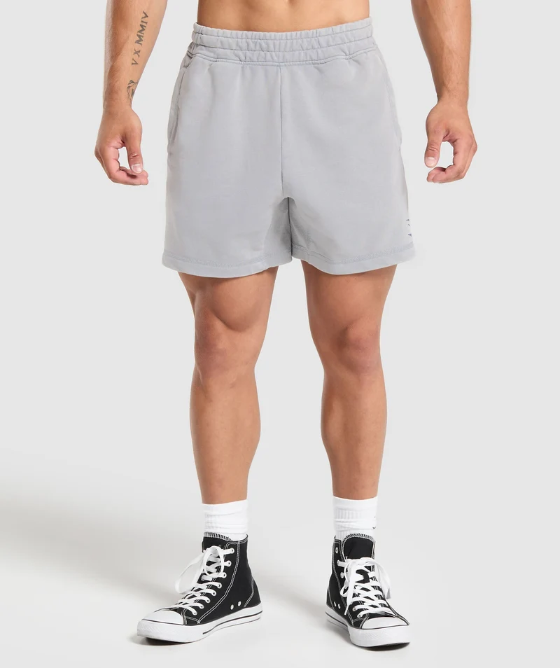 Gymshark Power Washed 5" Shorts - Denim Grey/Acid Wash Small Ball