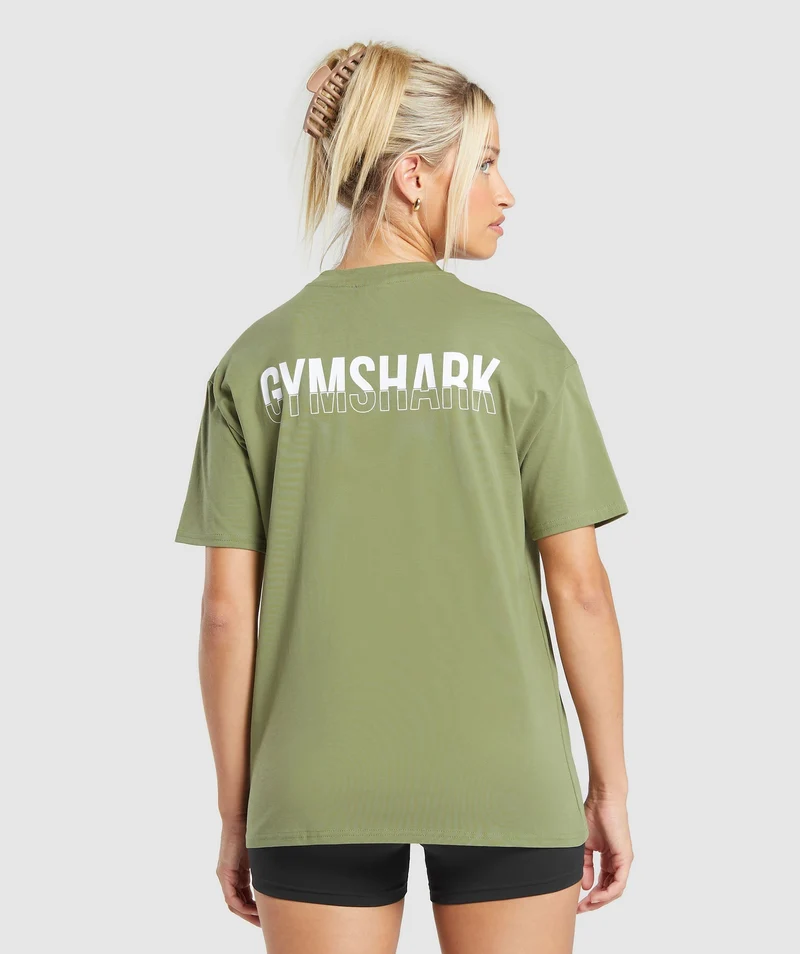 Gymshark Fraction Oversized T-Shirt - Cargo Green